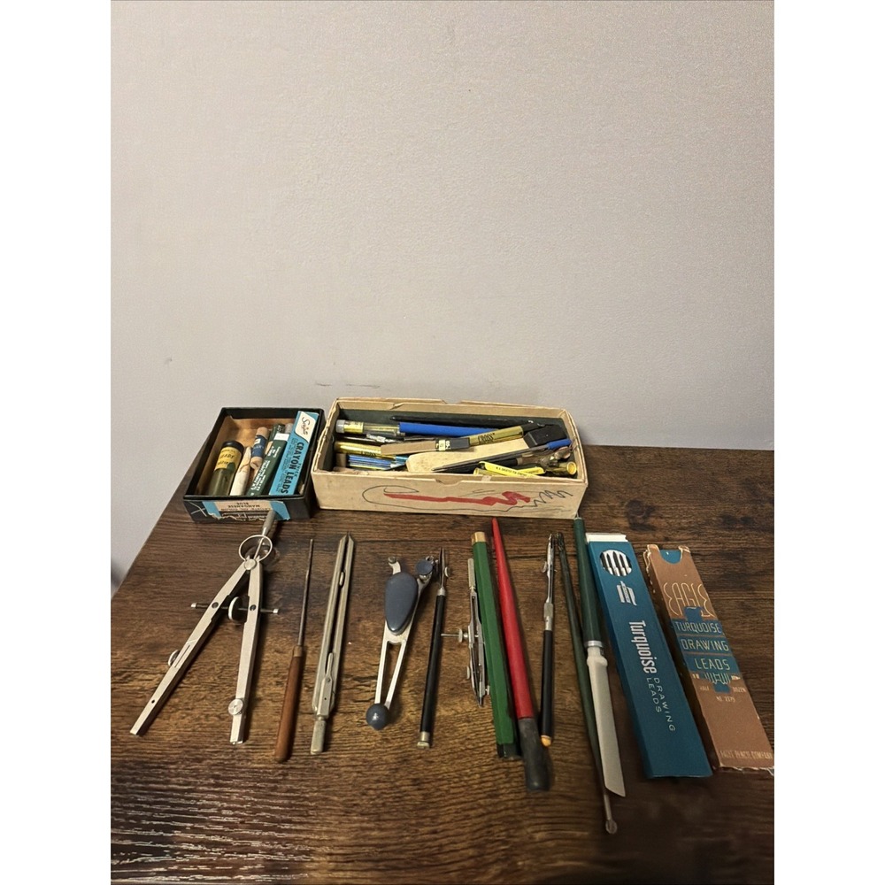 VTG Lot of Drafting Tools & Supplies: Leads, Metal Tools, Cross, Sheaffer, MORE!